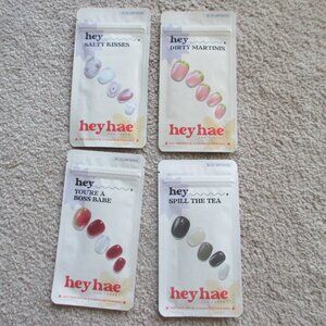 heyhae Sun Cured Semi Cured Gel Nail Strips Wraps No LED Lamp Needed 4 packs NEW